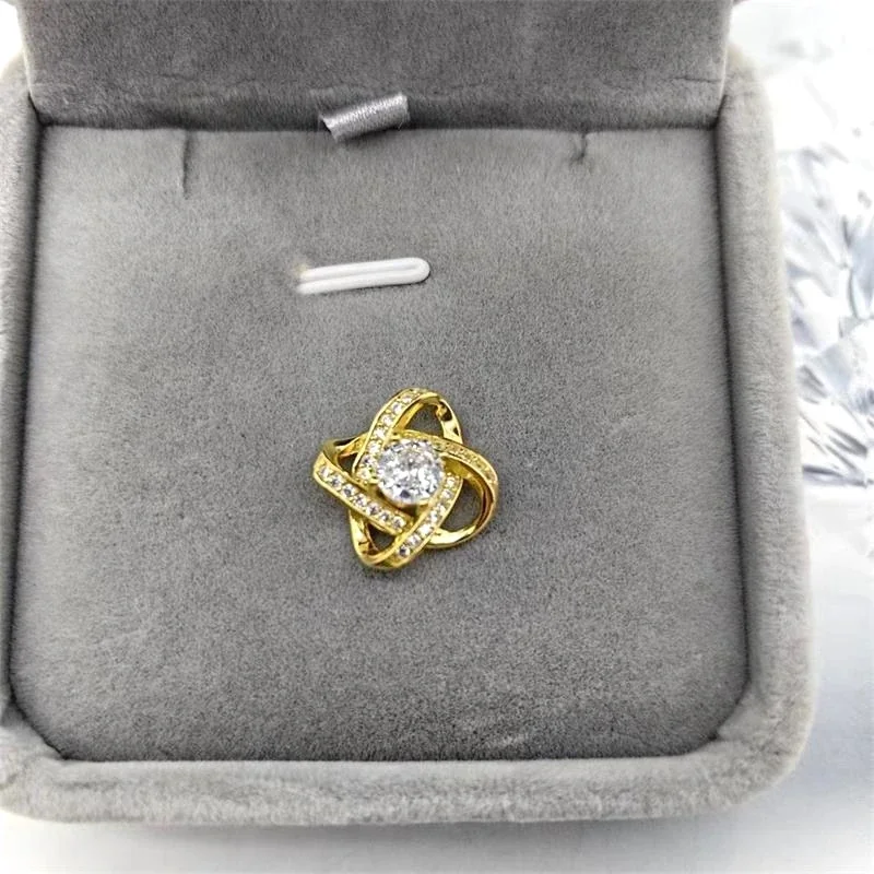 Orbit 925 Sterling Silver Pavé Crystal Pendant Necklace - Gold