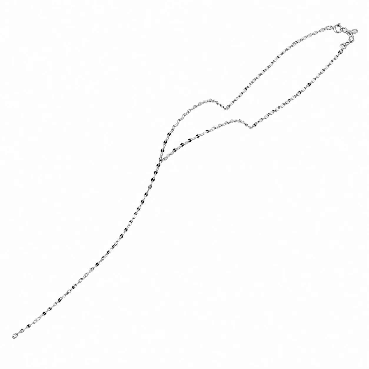 Geometric 925 Sterling Silver Wavy-Link Y-Drop Necklace