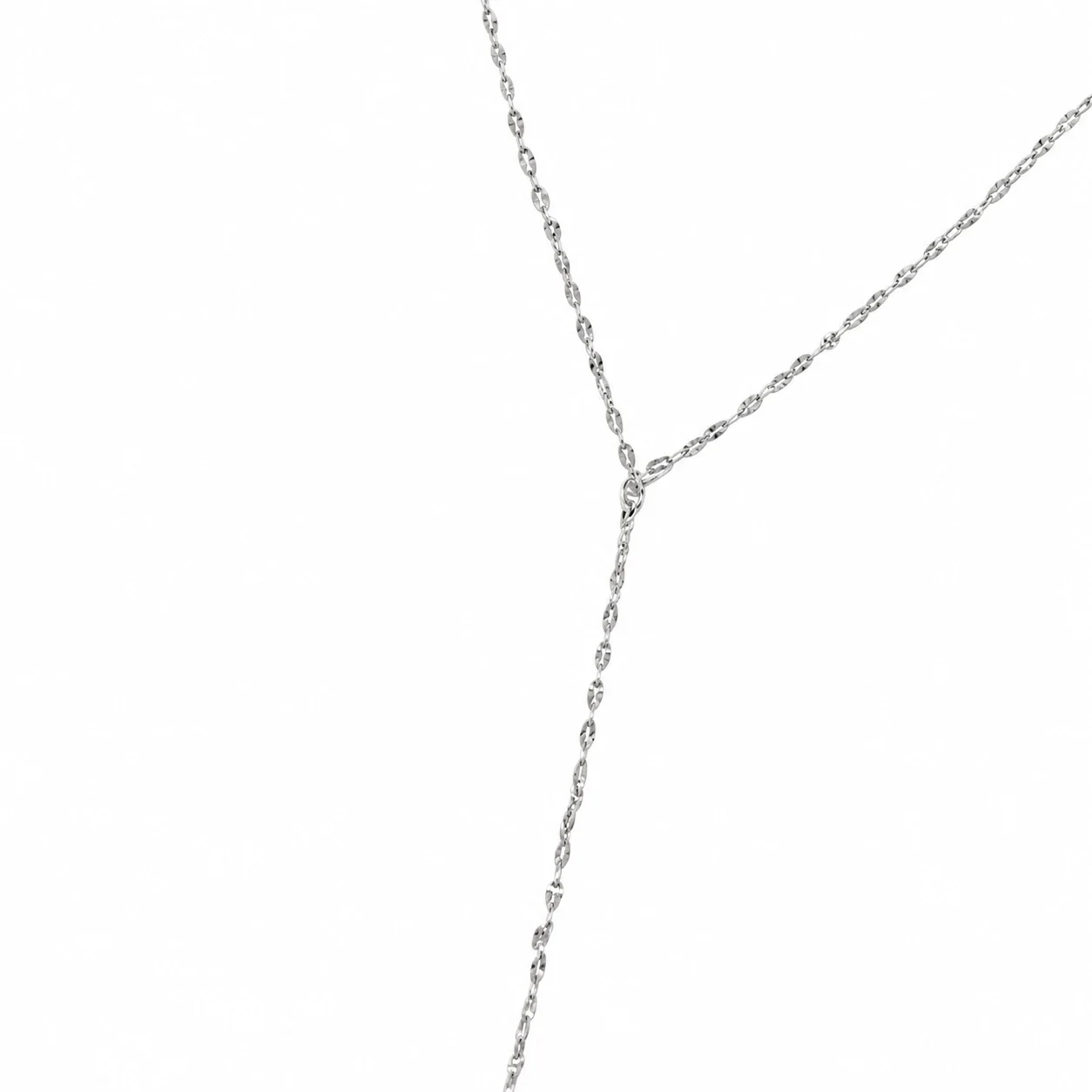 Geometric 925 Sterling Silver Wavy-Link Y-Drop Necklace