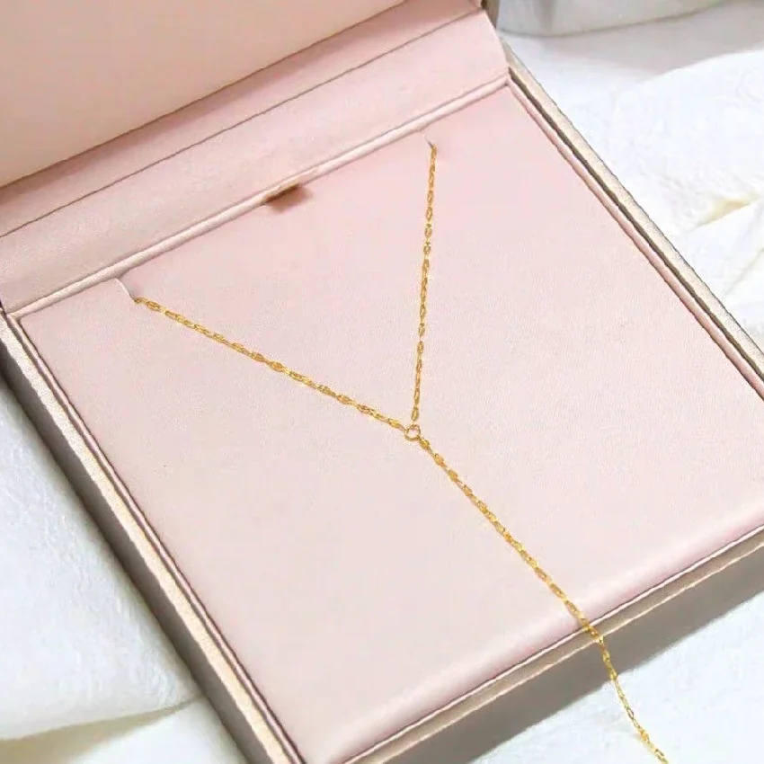 Geometric 925 Sterling Silver Wavy-Link Y-Drop Necklace