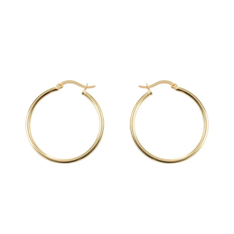 Polished 925 Sterling Silver Gold-Plated Round Tube Hoop Earrings