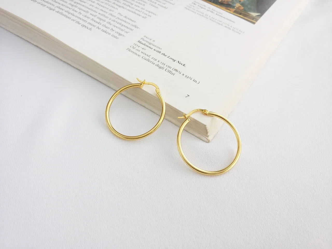 Polished 925 Sterling Silver Gold-Plated Round Tube Hoop Earrings - 2 cm