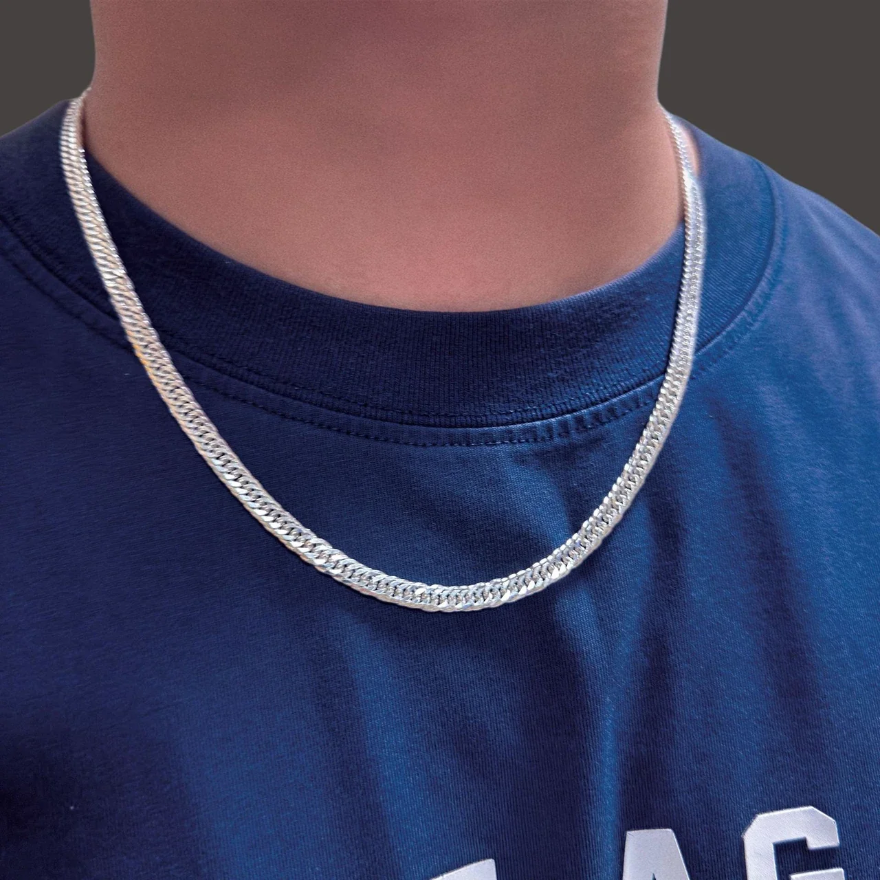 Diamond-Cut 925 Sterling Silver Cuban Chain Necklace