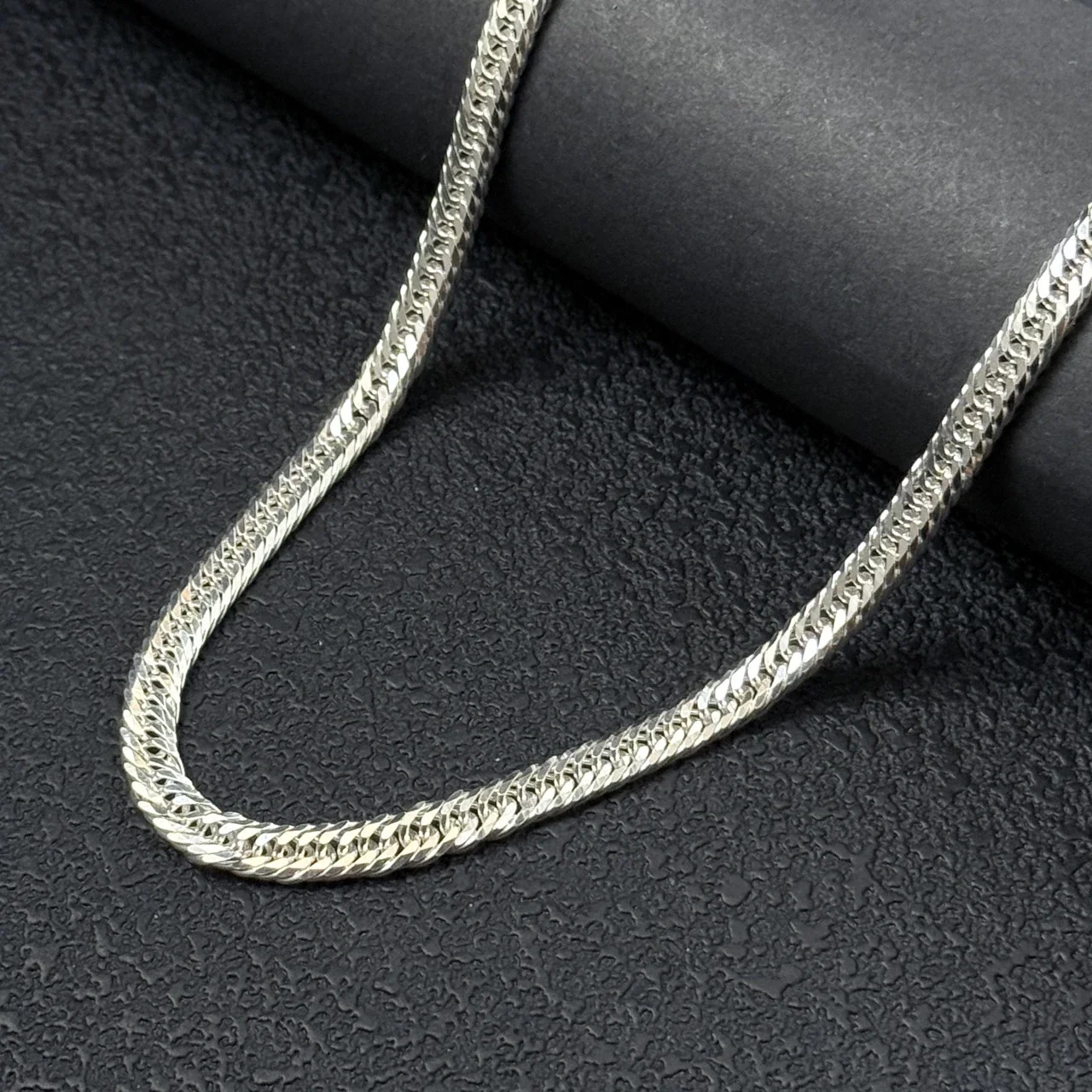 Diamond-Cut 925 Sterling Silver Cuban Chain Necklace