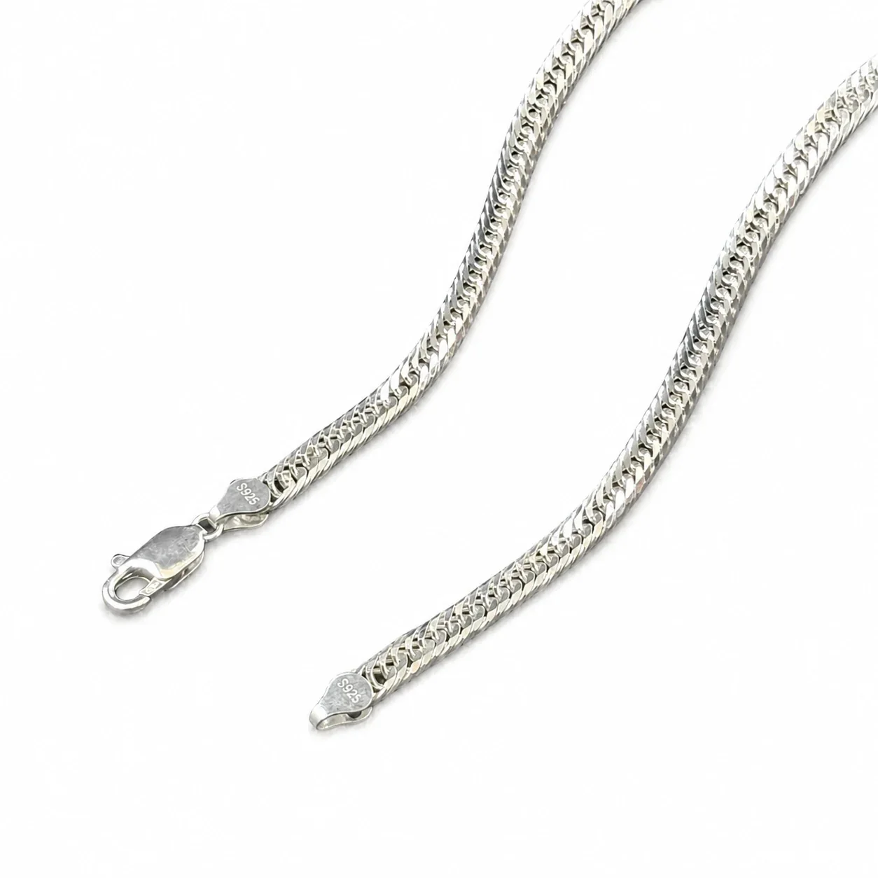 Diamond-Cut 925 Sterling Silver Cuban Chain Necklace