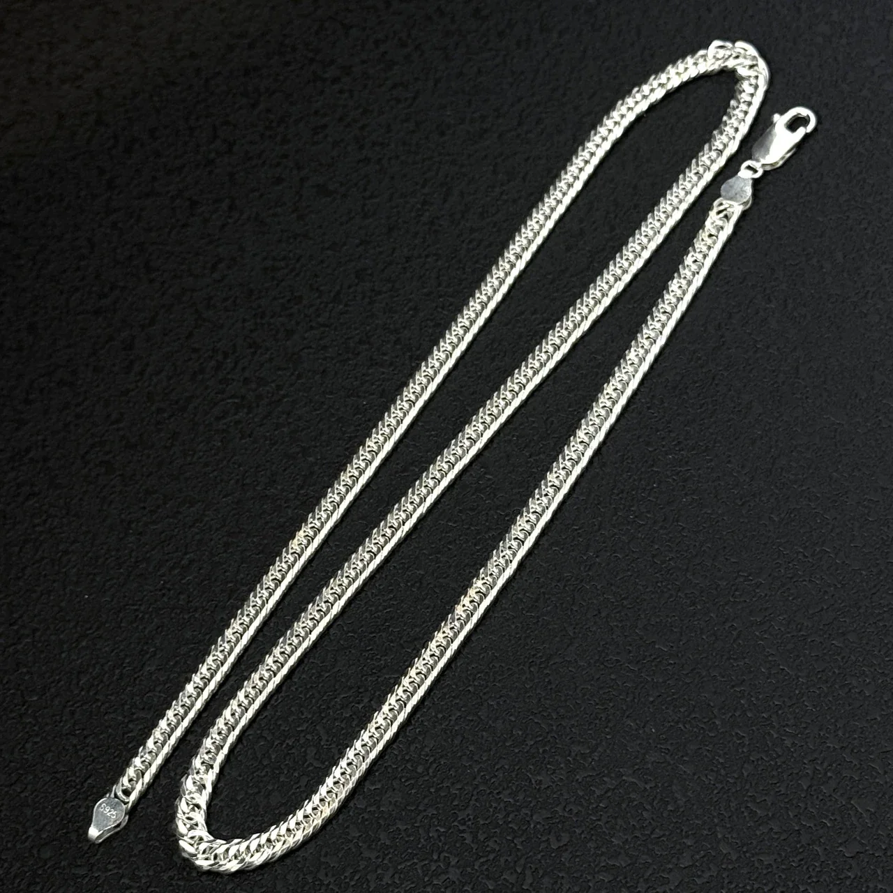 Diamond-Cut 925 Sterling Silver Cuban Chain Necklace