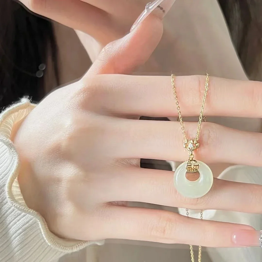 Auspicious Bi Disc Fu Motif 925 Sterling Silver Necklace