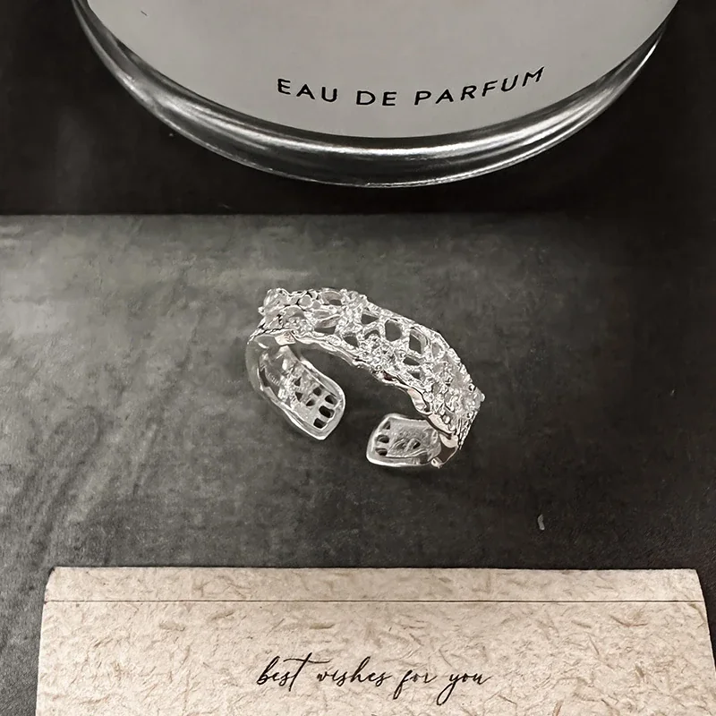Intricate 925 Sterling Silver Openwork Lace Adjustable Ring