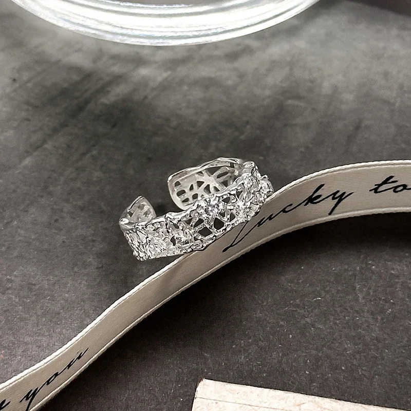 Intricate 925 Sterling Silver Openwork Lace Adjustable Ring