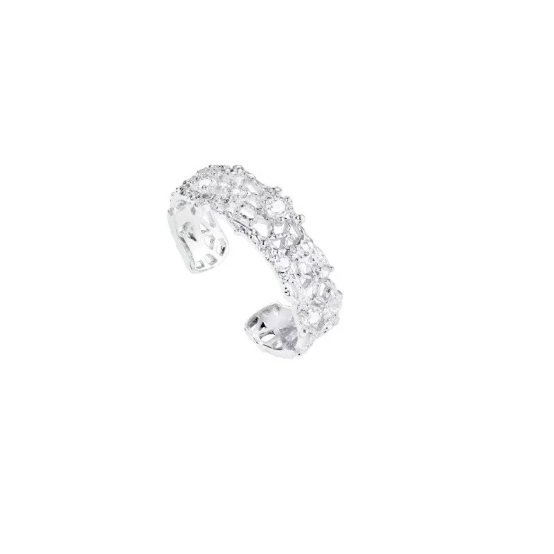 Intricate 925 Sterling Silver Openwork Lace Adjustable Ring - Silver