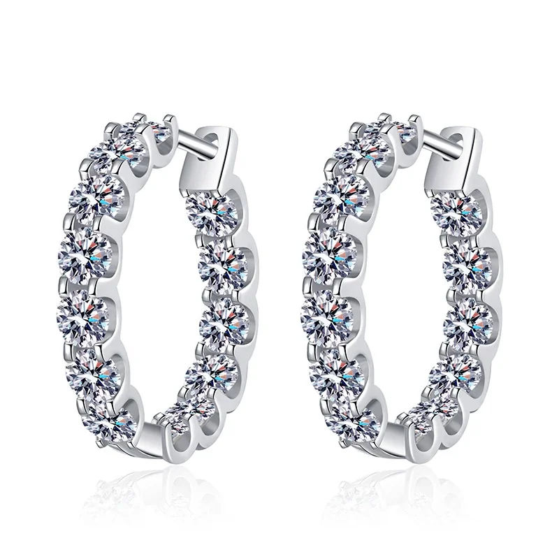 Scalloped Prong-Set Moissanite 925 Sterling Silver Hoop Earrings