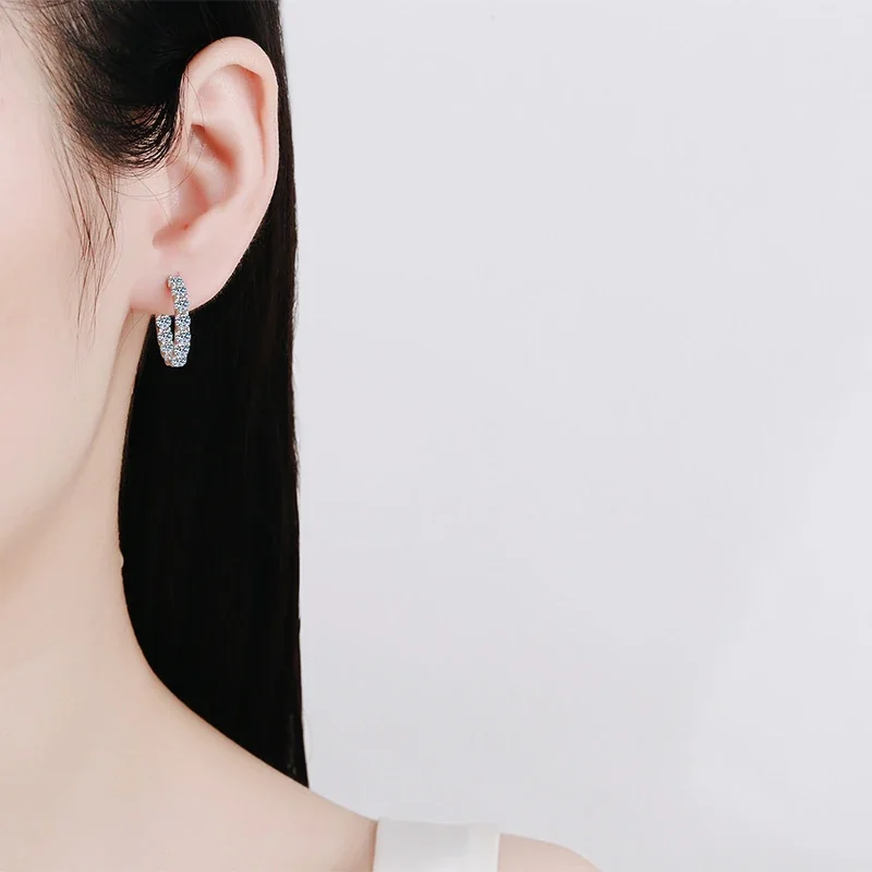 Scalloped Prong-Set Moissanite 925 Sterling Silver Hoop Earrings