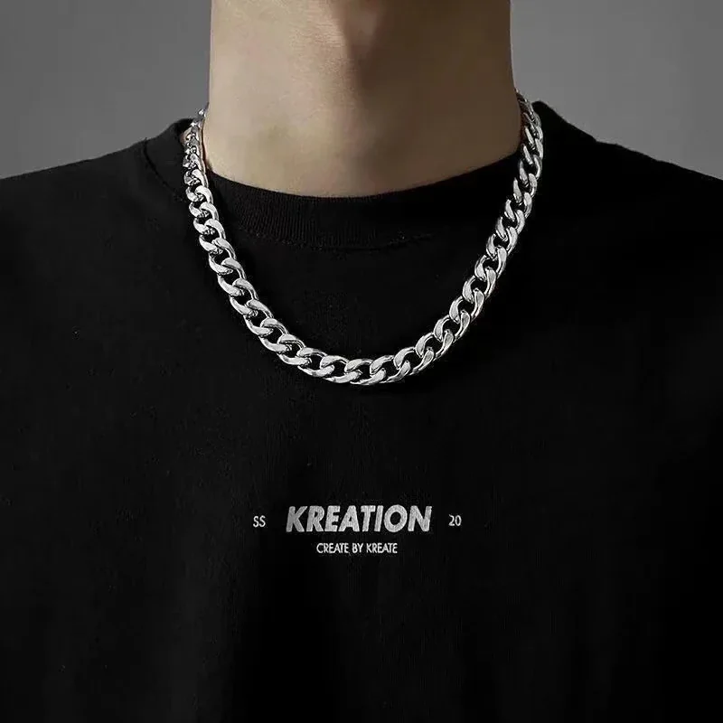 Bold Wide Cuban Link Stainless Steel Chain Necklace
