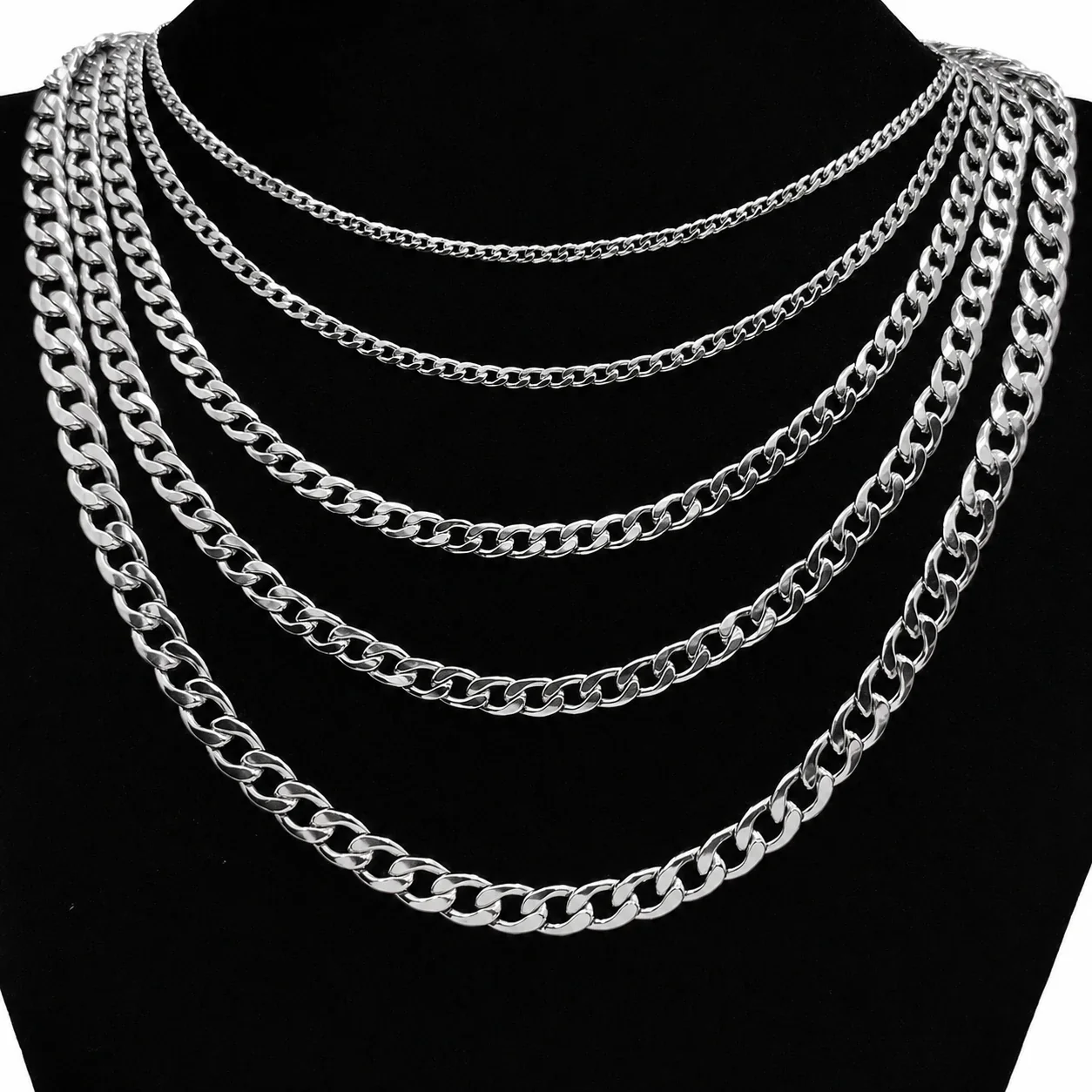 Bold Wide Cuban Link Stainless Steel Chain Necklace - 3 mm Width