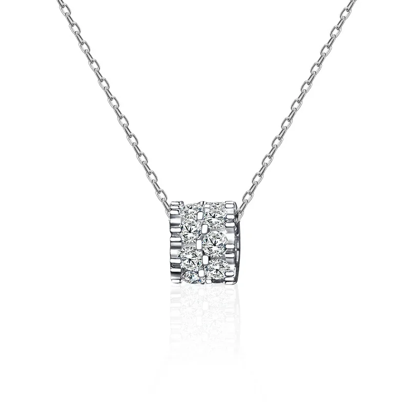 Radiant 925 Sterling Silver Six-Round-Stone Grid Moissanite Necklace