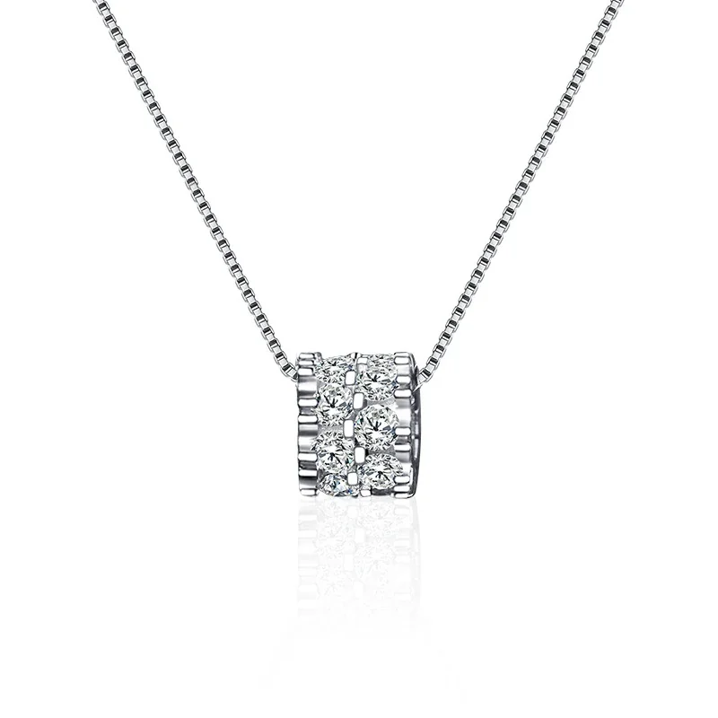 Radiant 925 Sterling Silver Six-Round-Stone Grid Necklace - Six-Stone Grid with Box