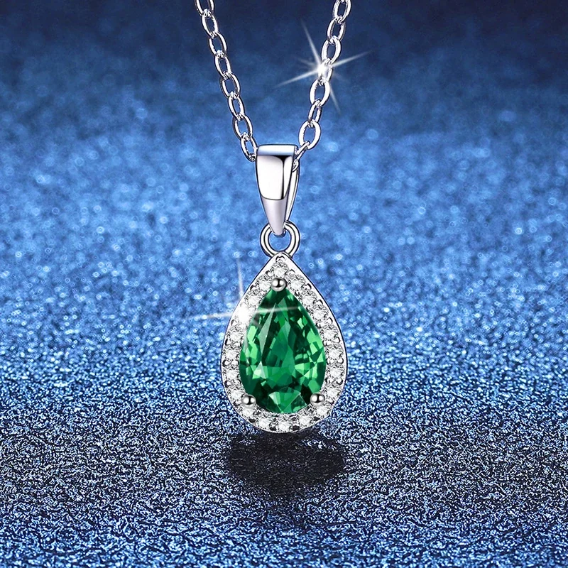 Luminous Pear-Cut Halo 925 Sterling Silver Pendant Necklace