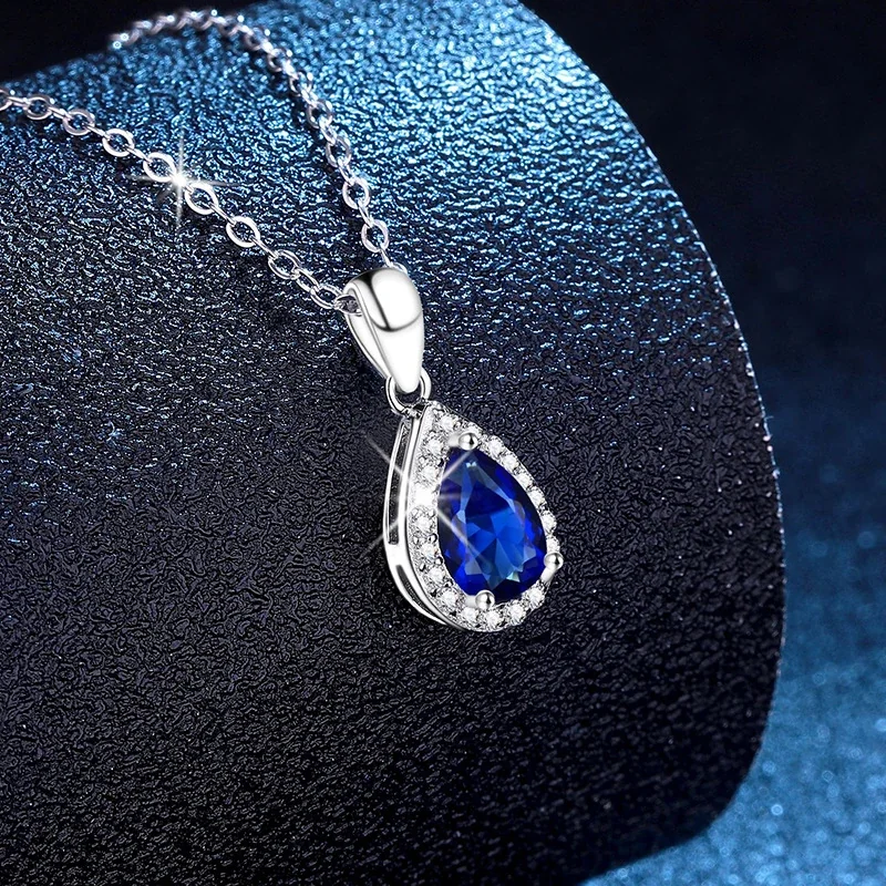 Luminous Pear-Cut Halo 925 Sterling Silver Pendant Necklace