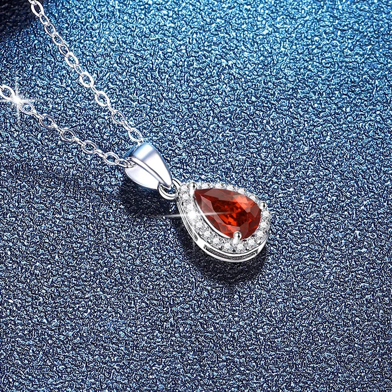 Luminous Pear-Cut Halo 925 Sterling Silver Pendant Necklace