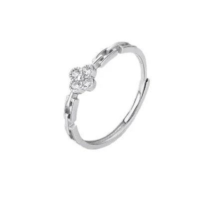 Delicate Clover 925 Sterling Silver Link Band Ring