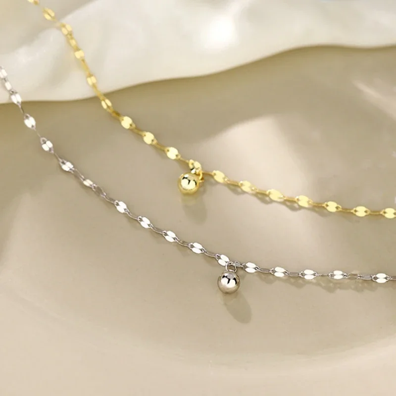 Delicate 925 Sterling Silver Faceted Link Bell Anklet