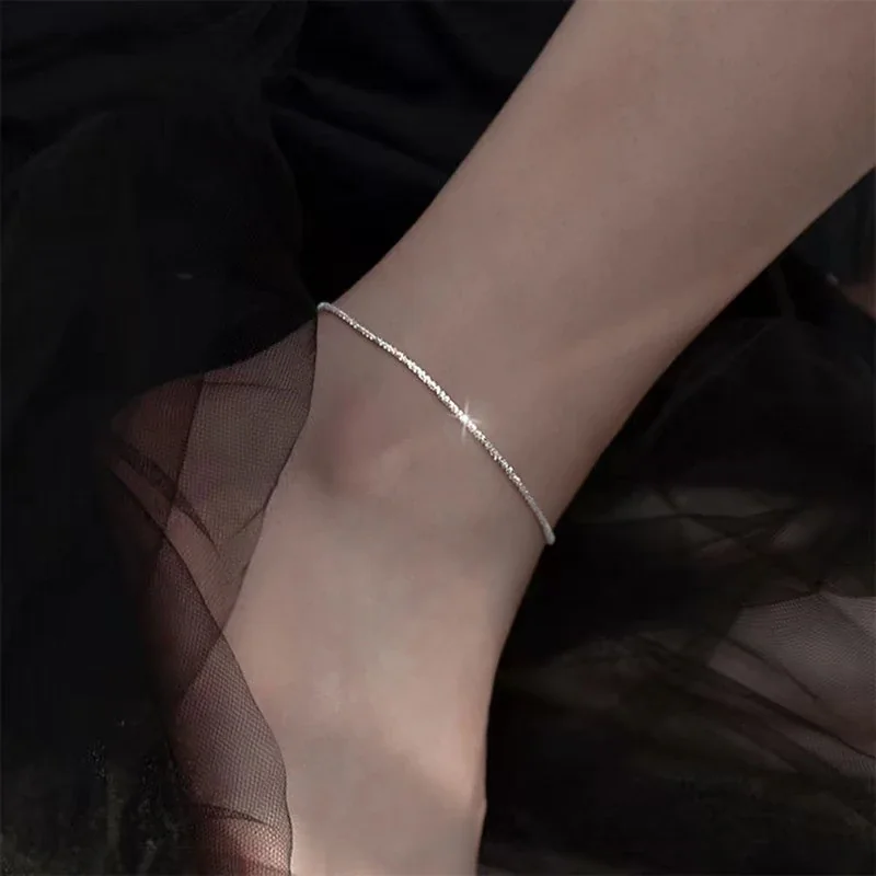 Starlit 925 Sterling Silver Pavé Chain Anklet