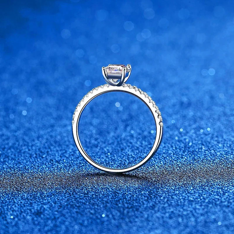 Luminous Emerald-Cut Pavé 925 Sterling Silver Ring