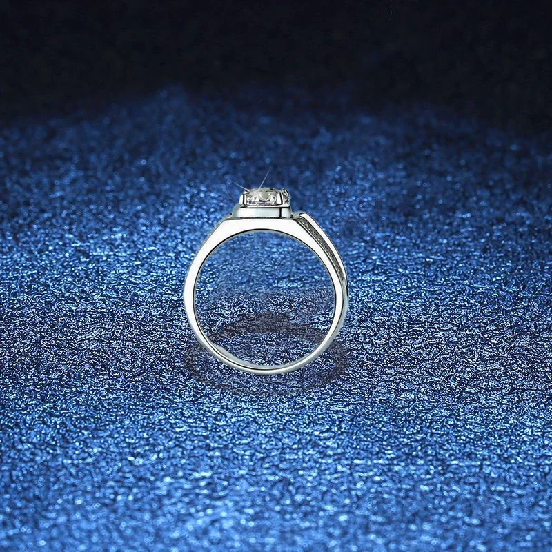 Architectural 925 Sterling Silver Round Prong Moissanite Ring