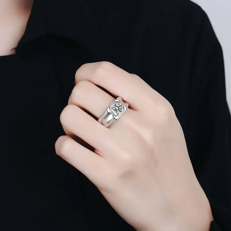 Architectural 925 Sterling Silver Round Prong Moissanite Ring