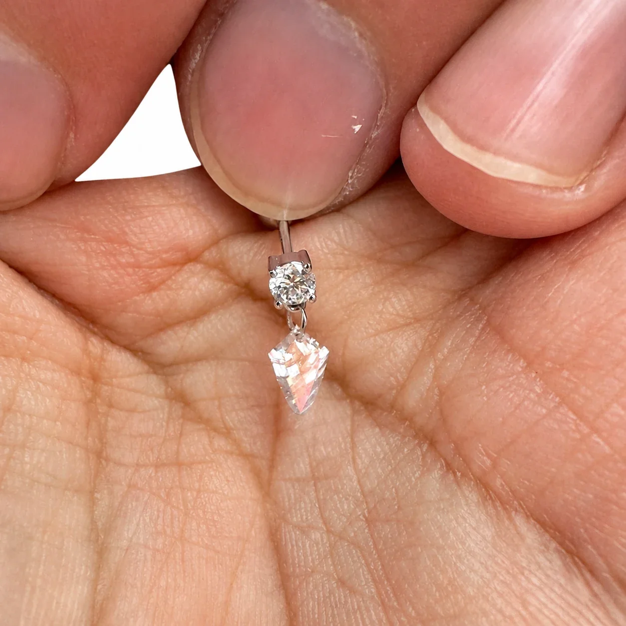 Sparkling Silver-Plated Copper Round CZ Kite Drop Earrings