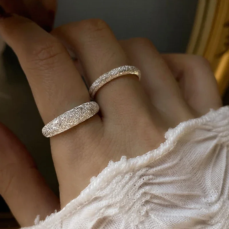 Stardust Textured Open-Band 925 Sterling Silver Ring