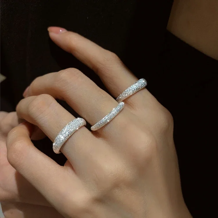 Stardust Textured Open-Band 925 Sterling Silver Ring