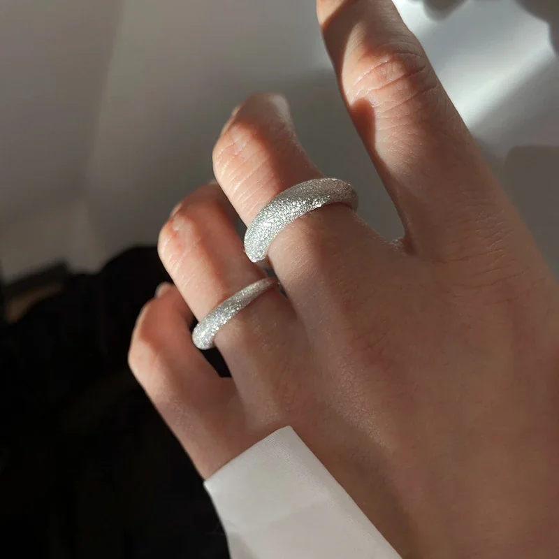 Stardust Textured Open-Band 925 Sterling Silver Ring