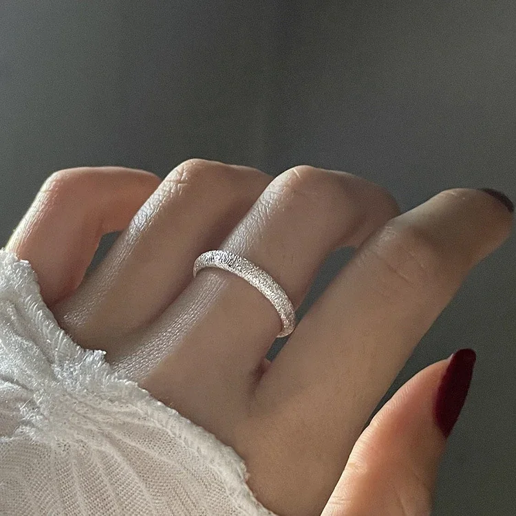 Stardust Textured Open-Band 925 Sterling Silver Ring - Slim 3 mm