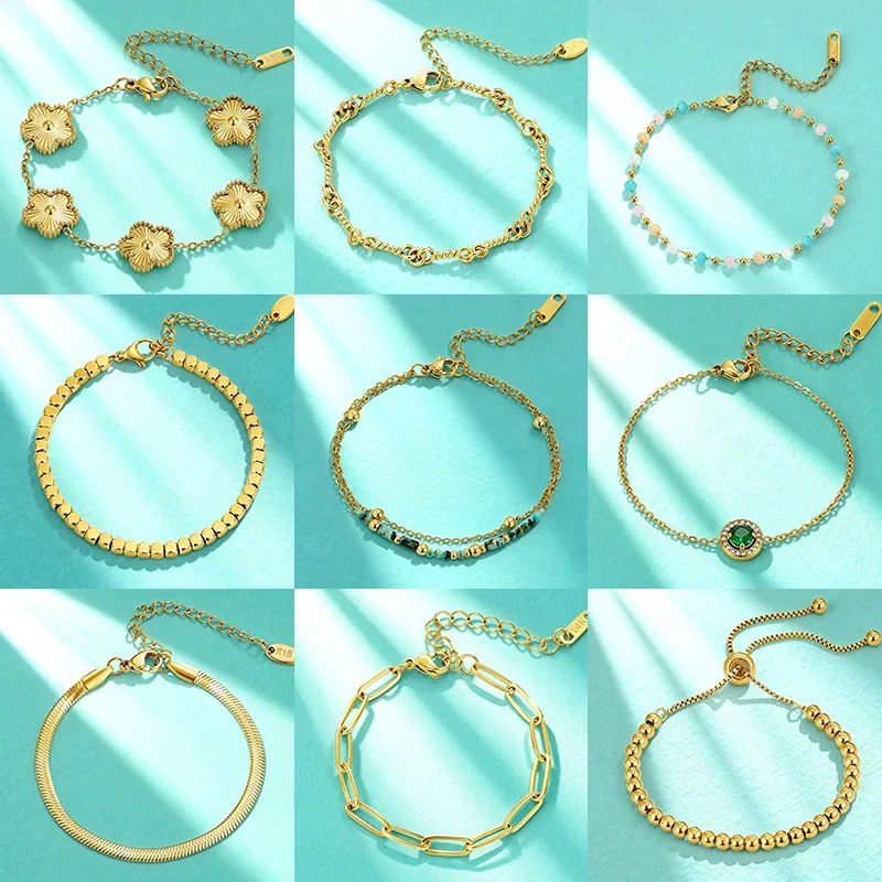 Luminous 18K Gold-Plated Oval Pearl Bead Bracelet