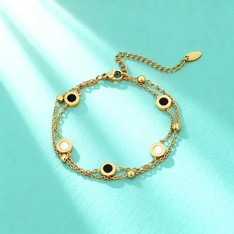Luminous 18K Gold-Plated Oval Pearl Bead Bracelet