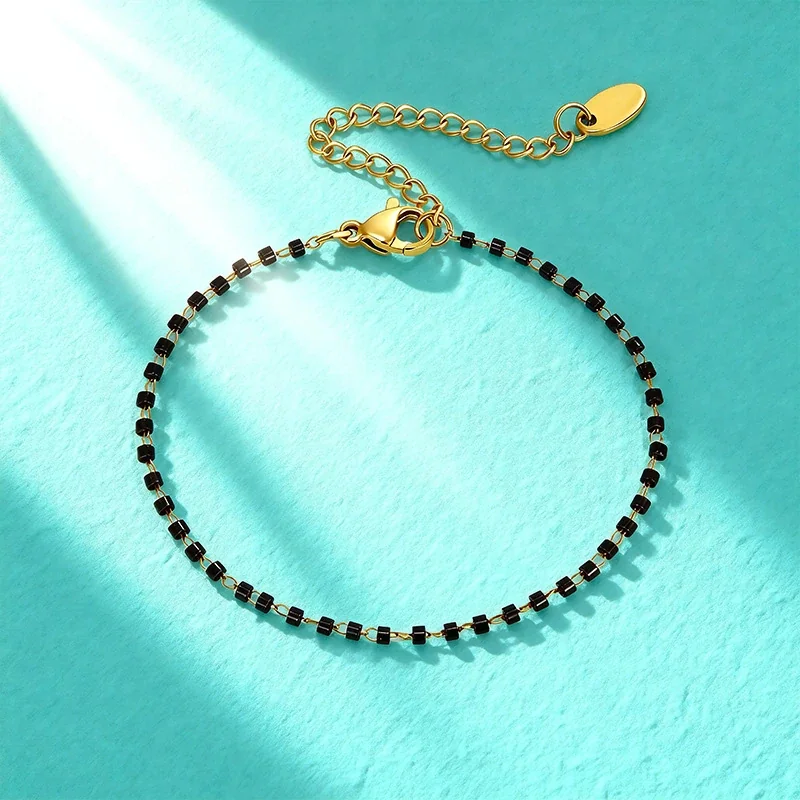 Luminous 18K Gold-Plated Oval Pearl Bead Bracelet - Gold Ball Bead