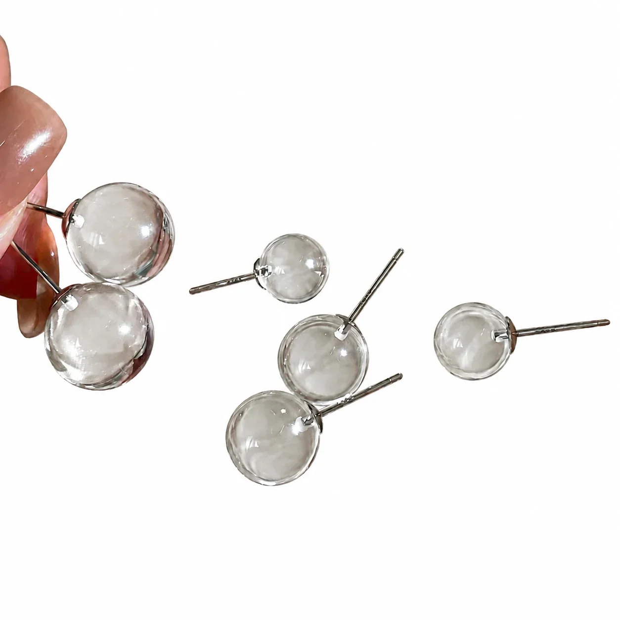 Luminous 925 Sterling Silver Round Crystal Stud Earrings