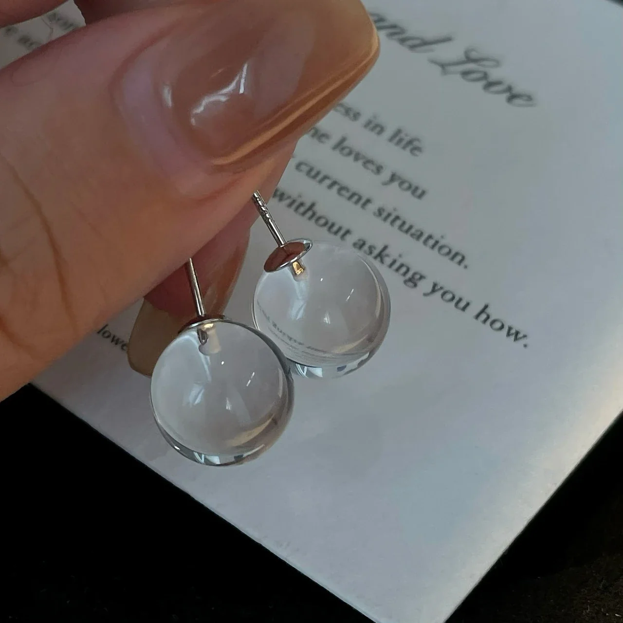 Luminous 925 Sterling Silver Round Crystal Stud Earrings - 10 mm