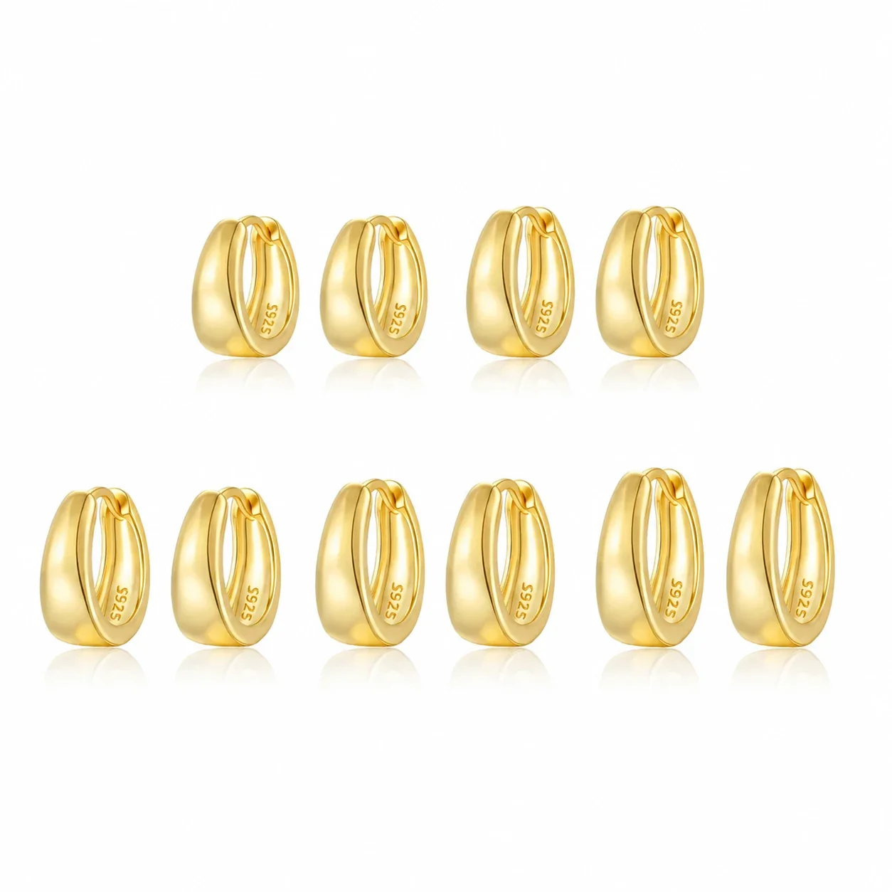 Sculpted 925 Sterling Silver Hinged Huggie Hoop Earrings