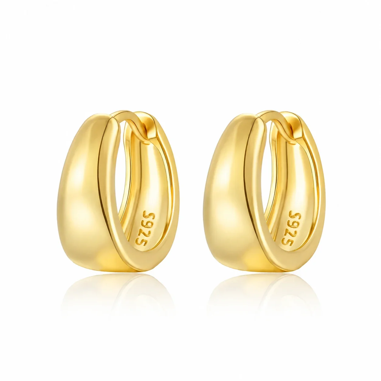 Sculpted 925 Sterling Silver Hinged Huggie Hoop Earrings - 9 mm Outer Diameter