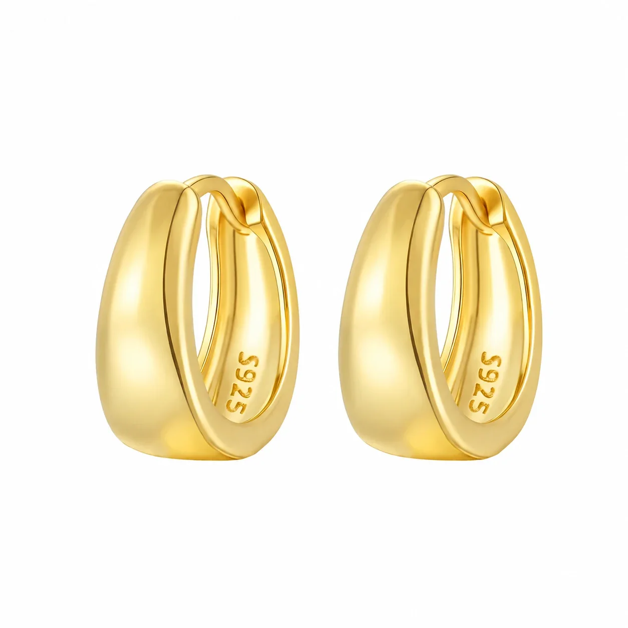 Sculpted 925 Sterling Silver Hinged Huggie Hoop Earrings - 10 mm Outer Diameter