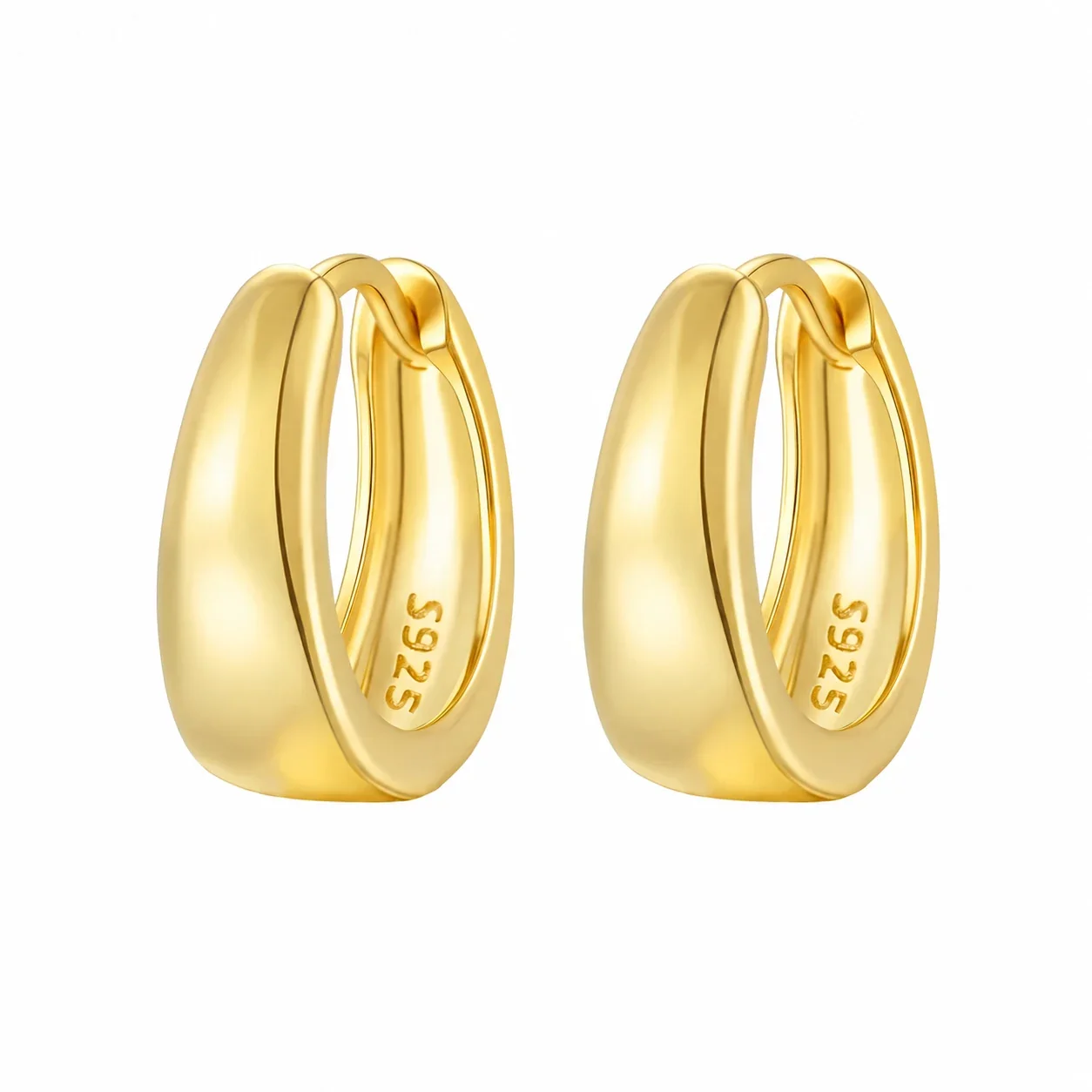 Sculpted 925 Sterling Silver Hinged Huggie Hoop Earrings - 12 mm Outer Diameter