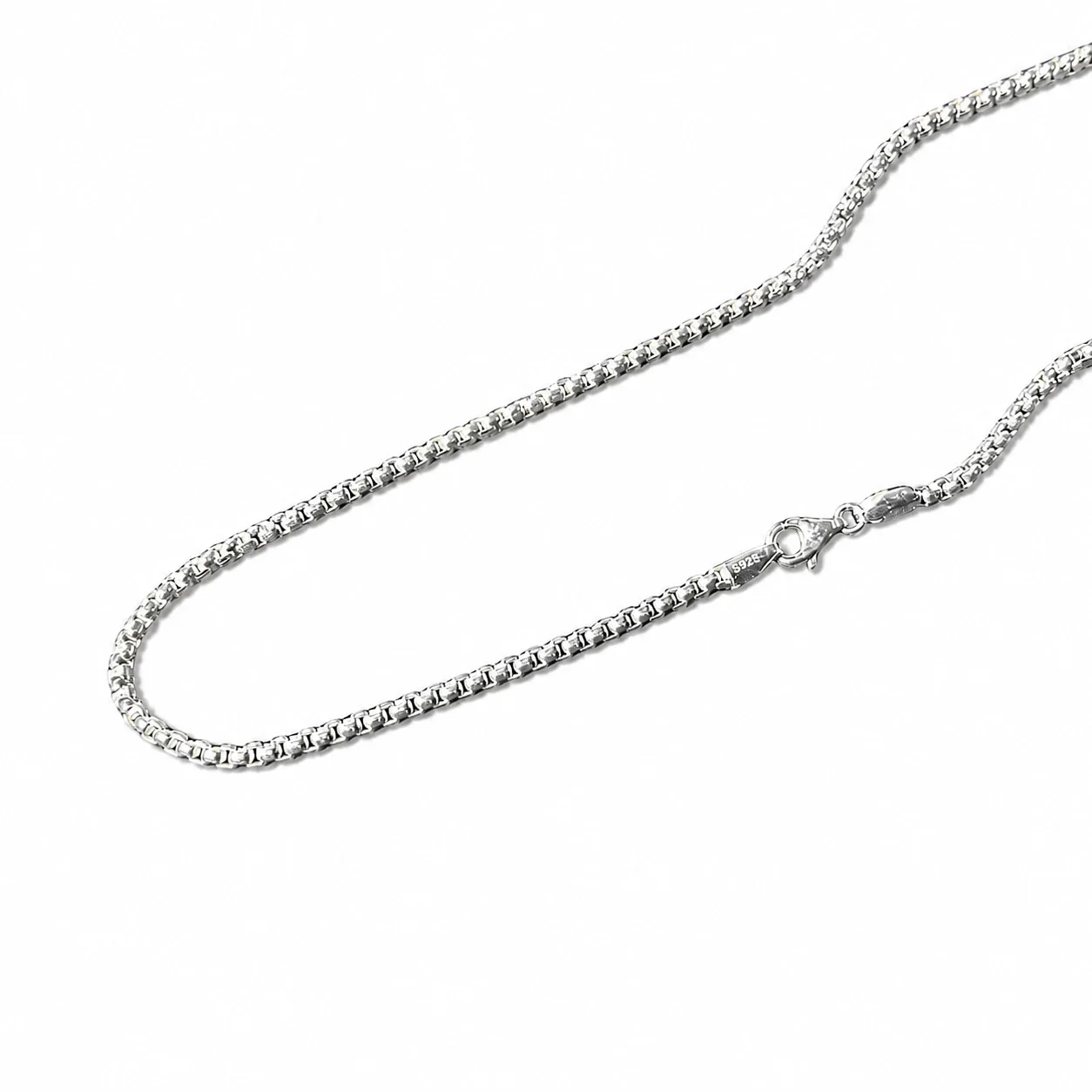 Refined 925 sterling silver box-link lobster-clasp Chain Necklace