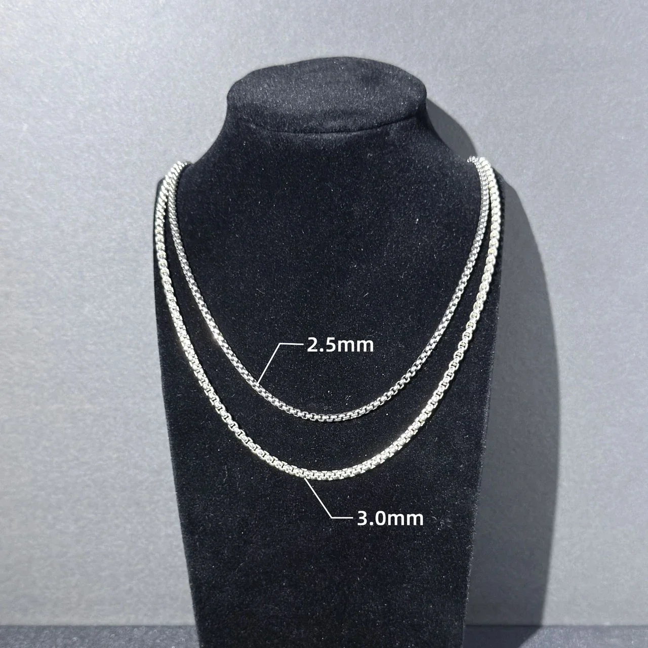 Refined 925 sterling silver box-link lobster-clasp Chain Necklace