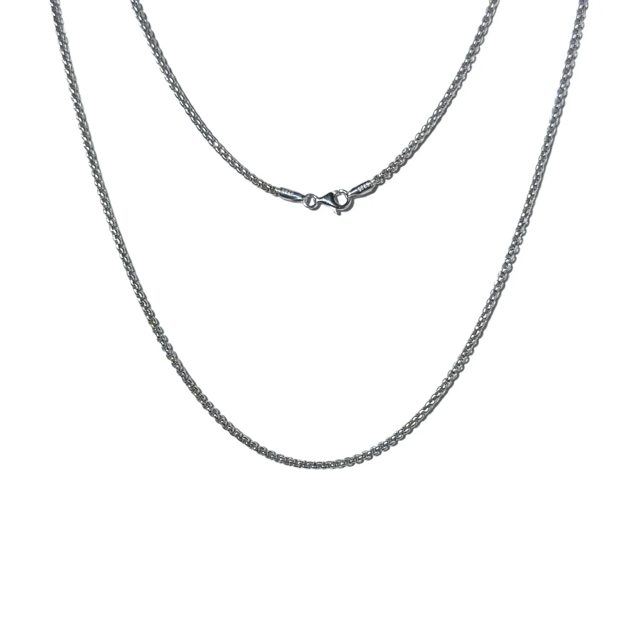 Refined 925 sterling silver box-link lobster-clasp Chain Necklace