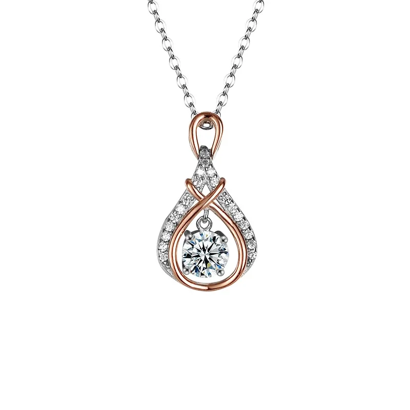 Dancing Teardrop 925 Sterling Silver Prong-Set Moissanite Necklace