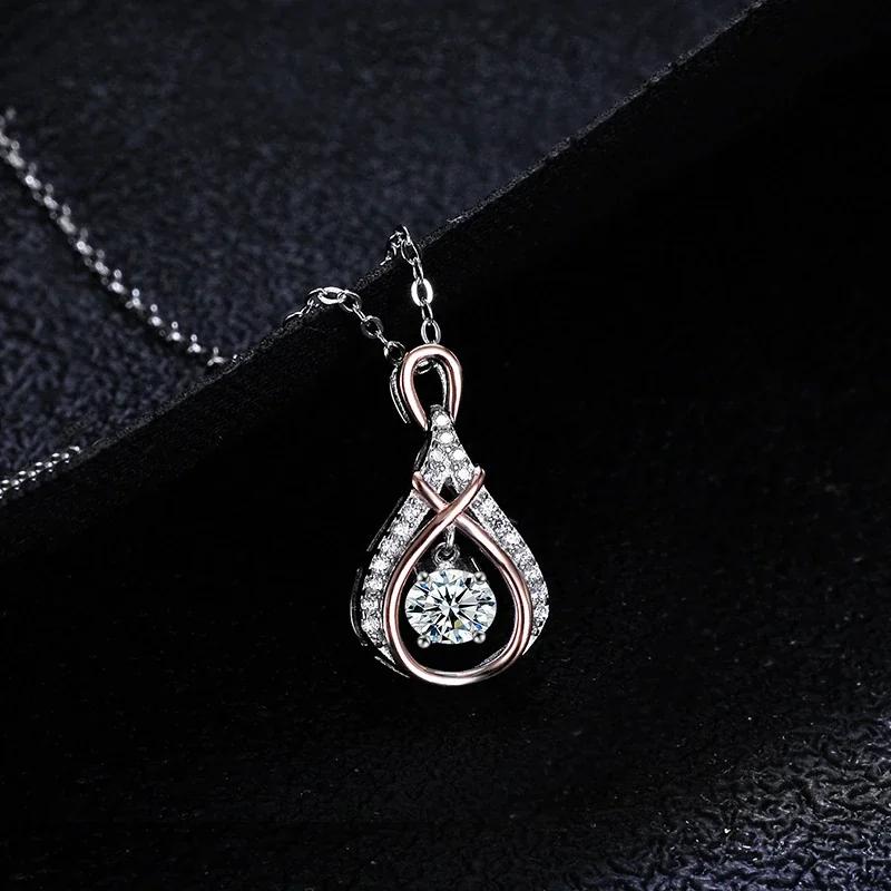 Dancing Teardrop 925 Sterling Silver Prong-Set Moissanite Necklace