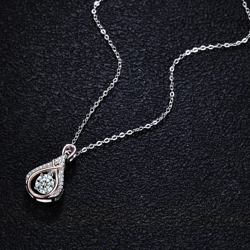 Dancing Teardrop 925 Sterling Silver Prong-Set Moissanite Necklace