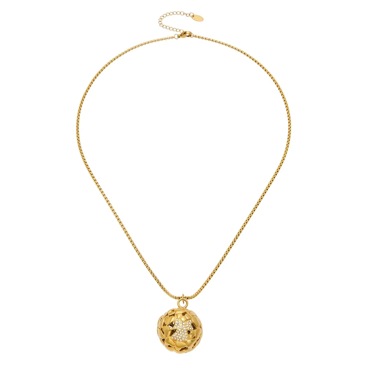 Radiant Scalloped Ball Stainless Steel Pendant Necklace